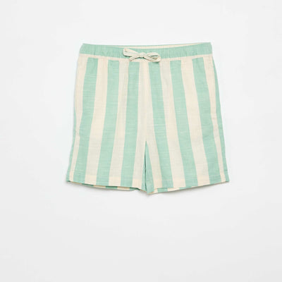 Short à rayures et taille élastiquée VERT