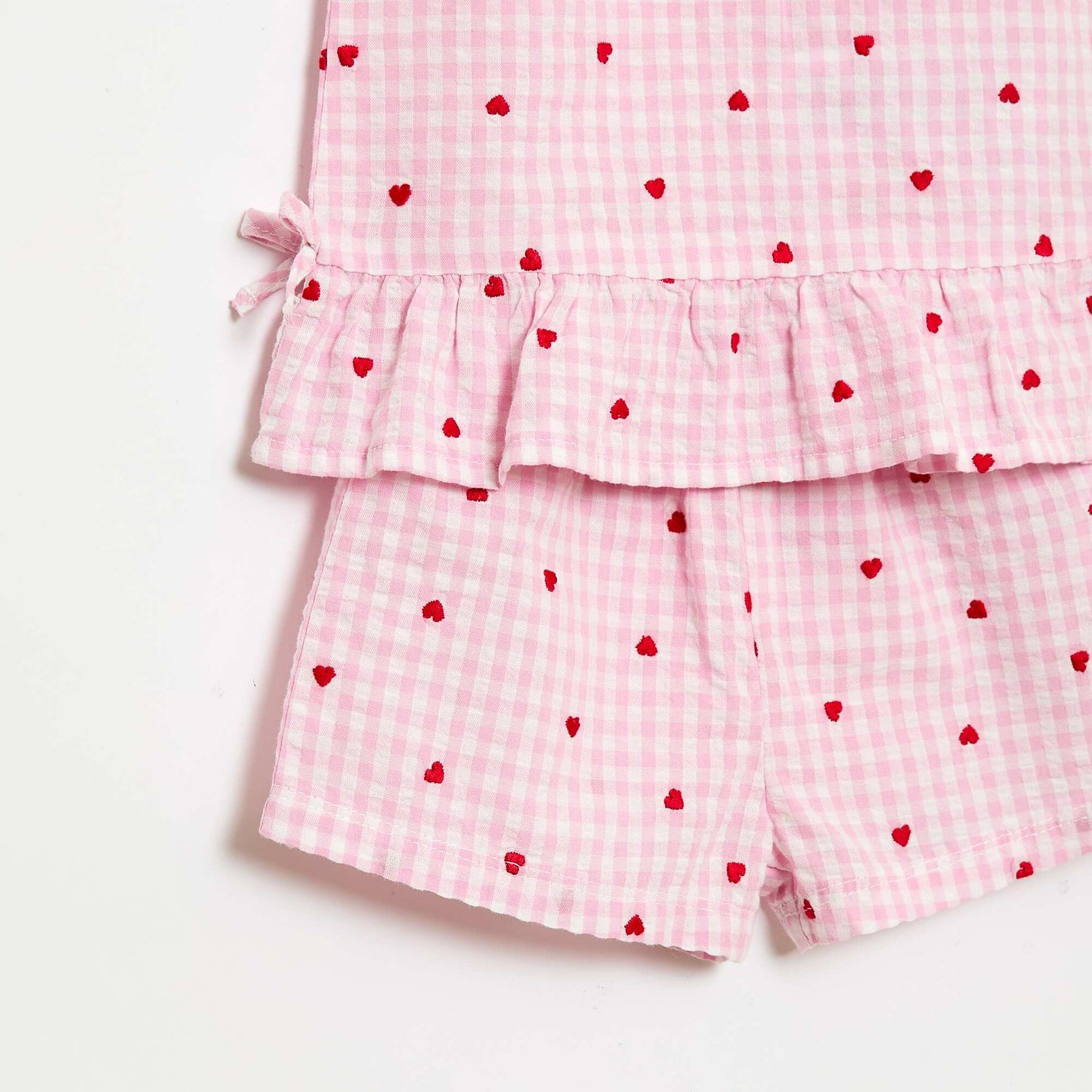 Ensemble blouse + short à motif vichy -  2 pièces ROSE