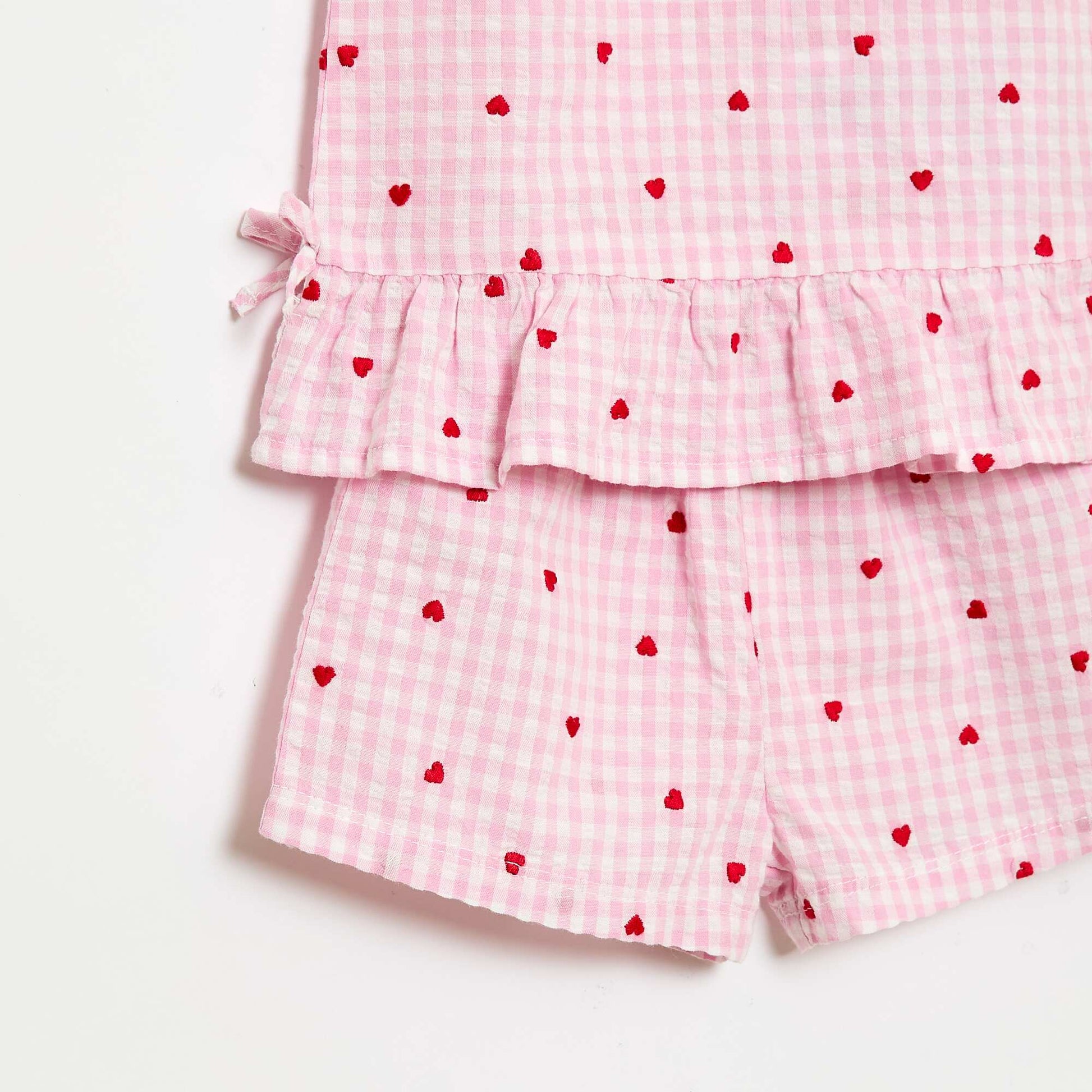 Ensemble blouse + short à motif vichy -  2 pièces ROSE