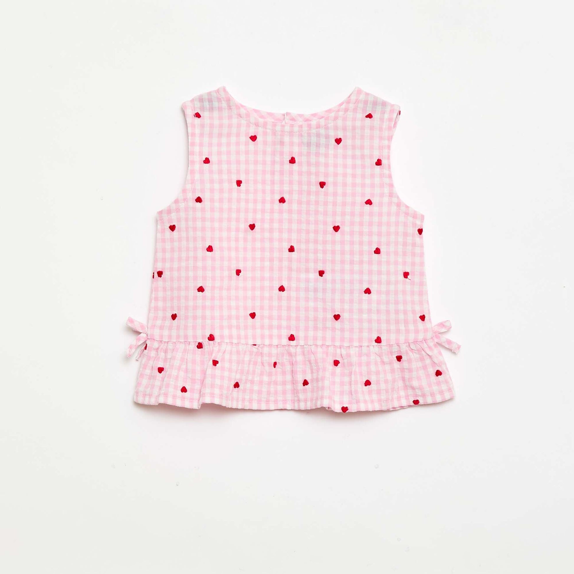 Ensemble blouse + short à motif vichy -  2 pièces ROSE