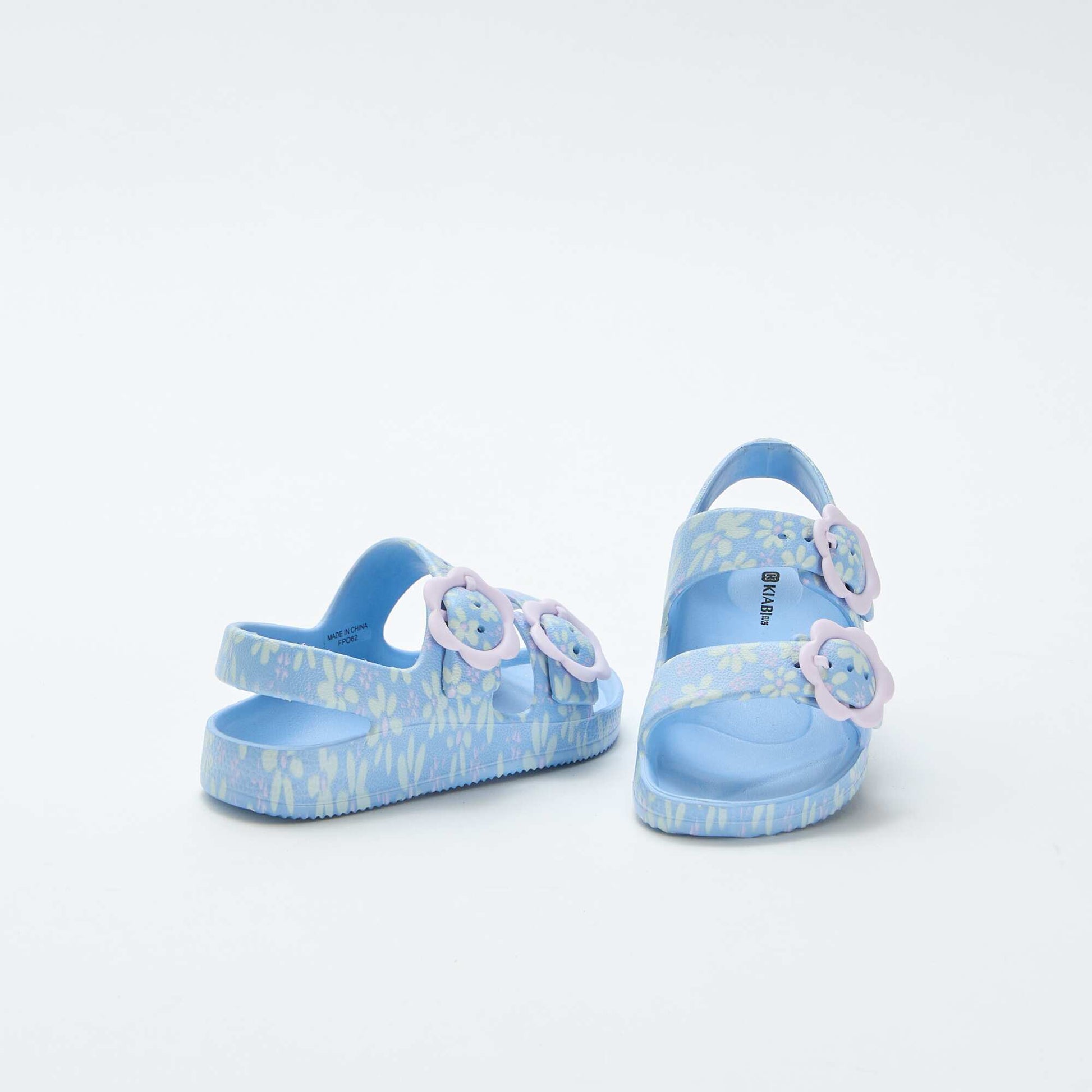 Sandales en plastique à motif fleuri BLEU