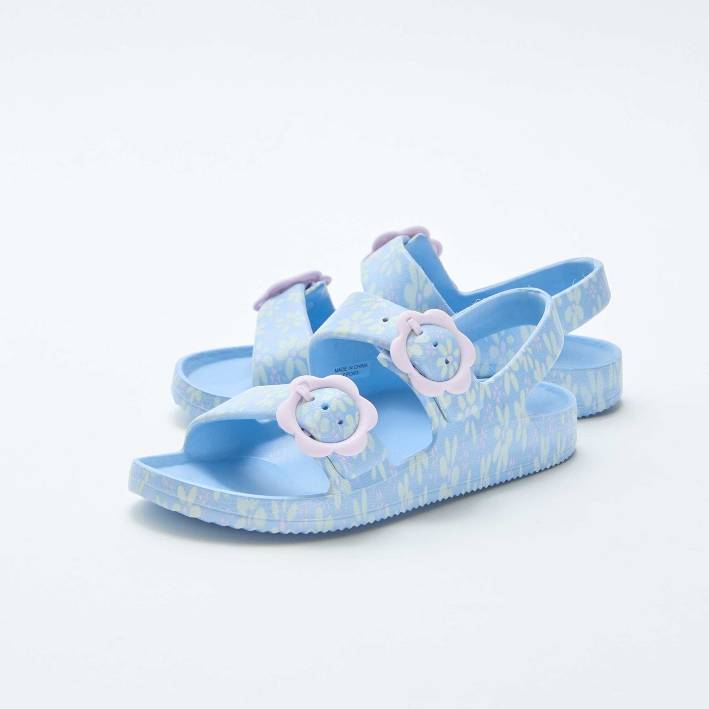 Sandales en plastique à motif fleuri BLEU