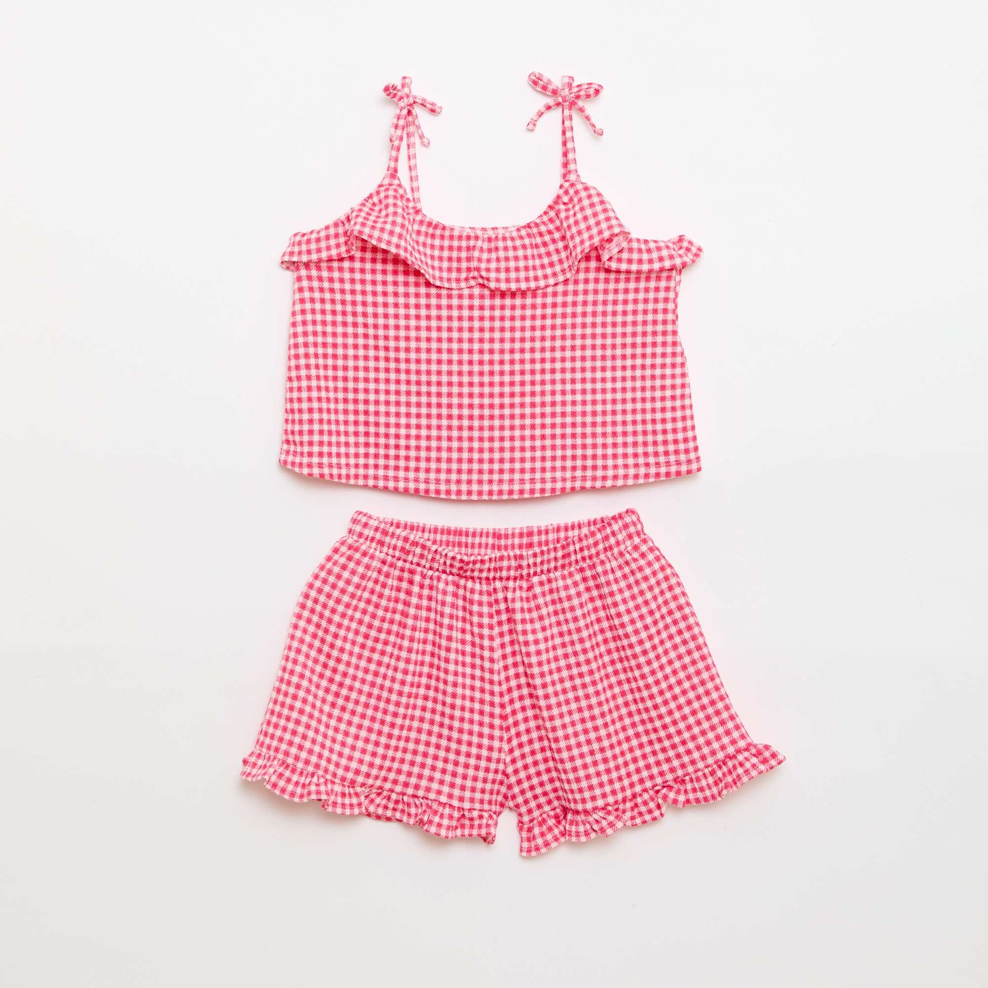 Ensemble à motif Vichy short + débardeur - 2 pièces ROSE