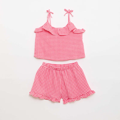 Ensemble à motif Vichy short + débardeur - 2 pièces ROSE