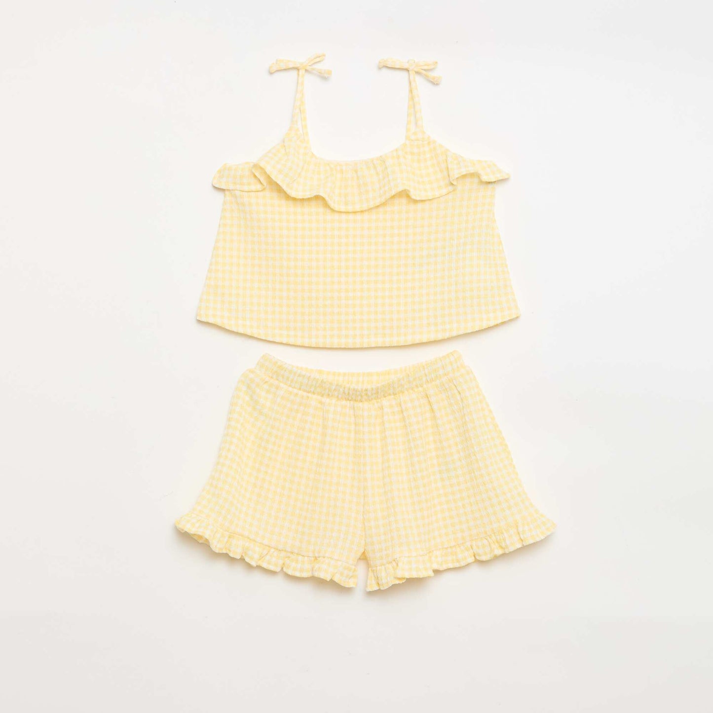 Ensemble à motif Vichy short + débardeur - 2 pièces JAUNE