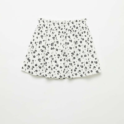 Jupe courte forme patineuse avec short intégré BLANC