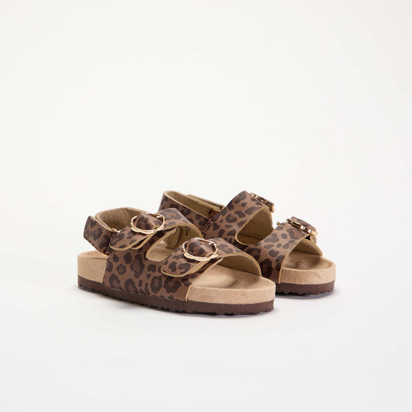 Sandales à double bride avec imprimé 'léopard' MARRON