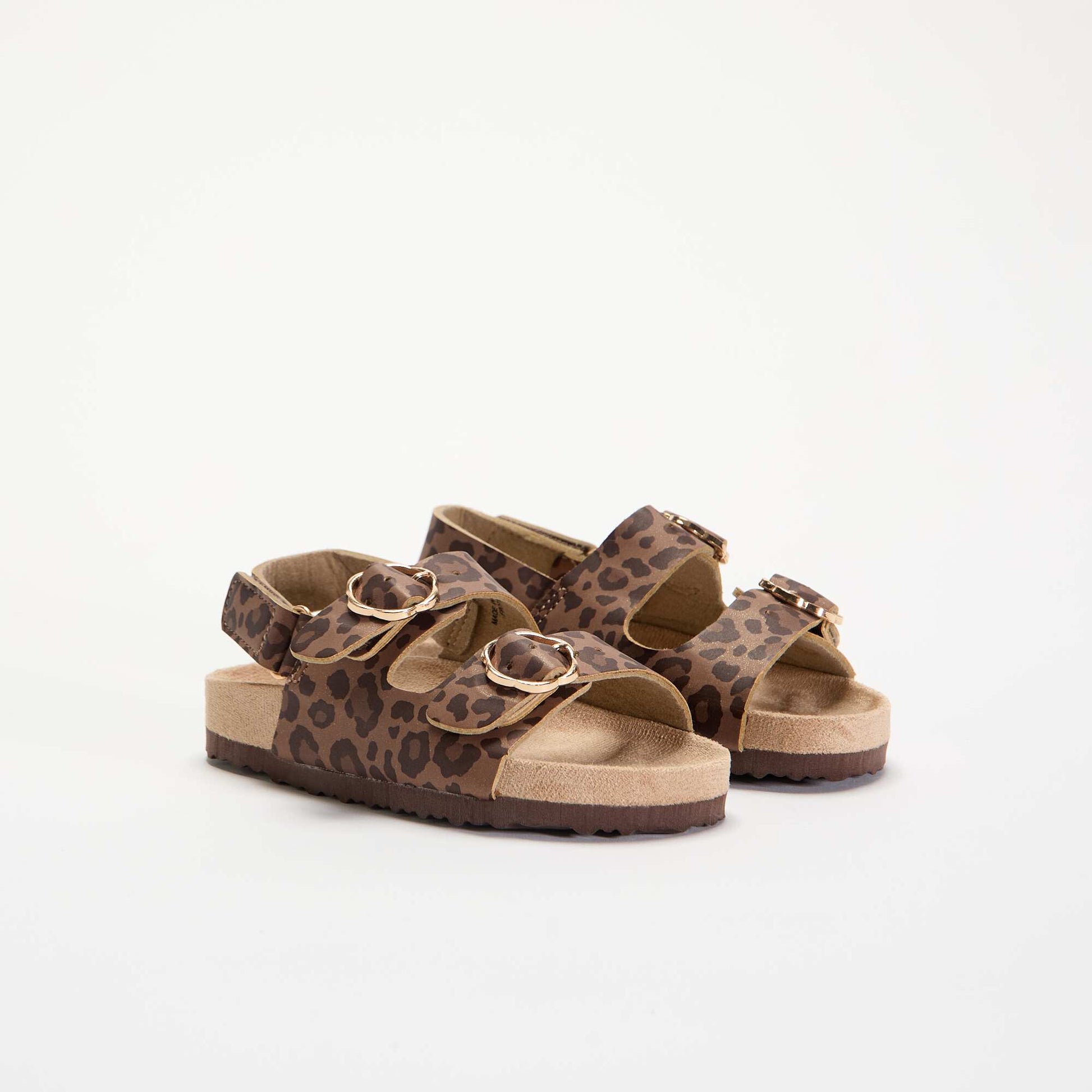 Sandales à double bride avec imprimé 'léopard' MARRON
