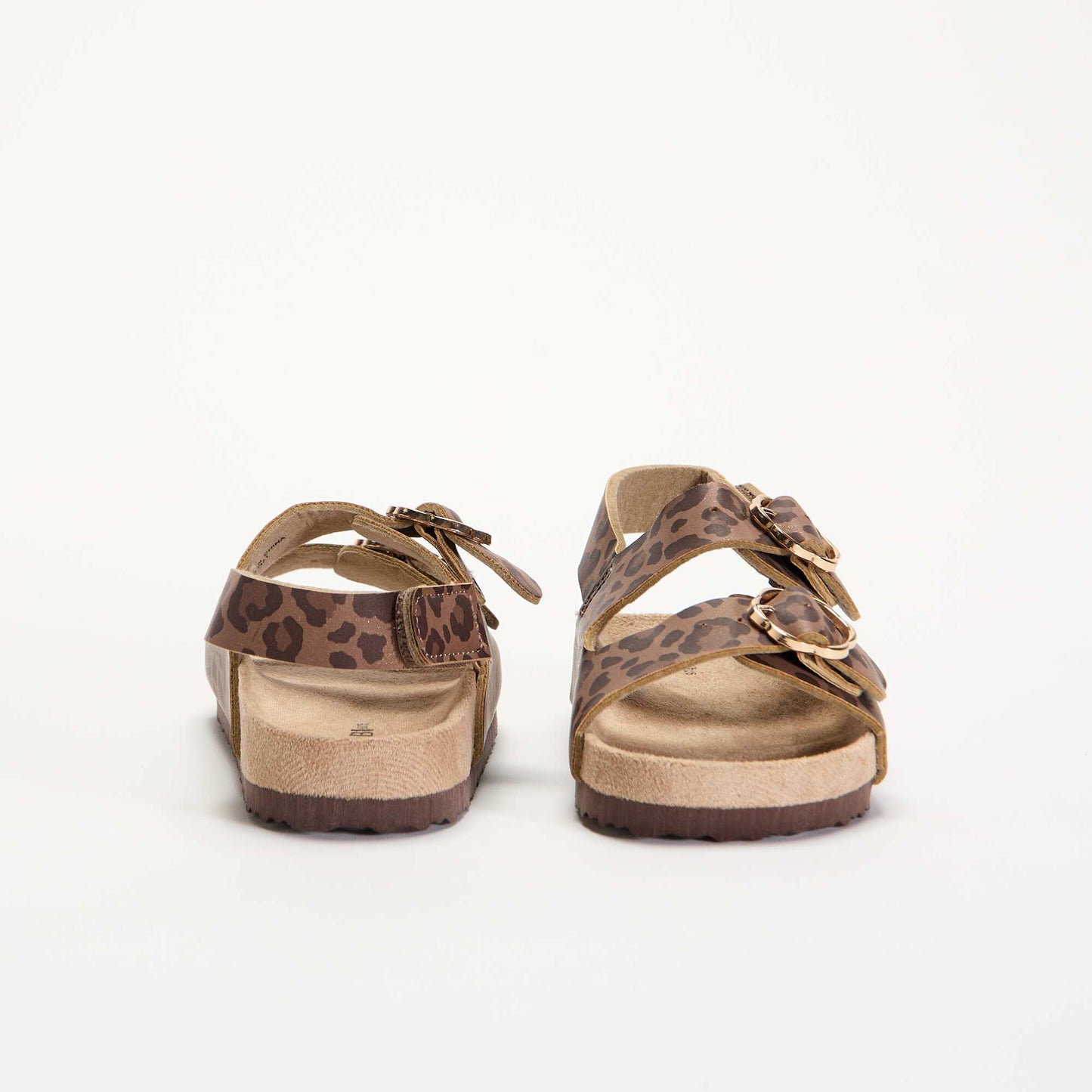 Sandales à double bride avec imprimé 'léopard' MARRON