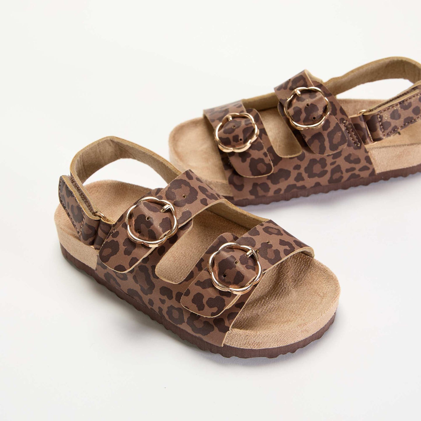 Sandales à double bride avec imprimé 'léopard' MARRON