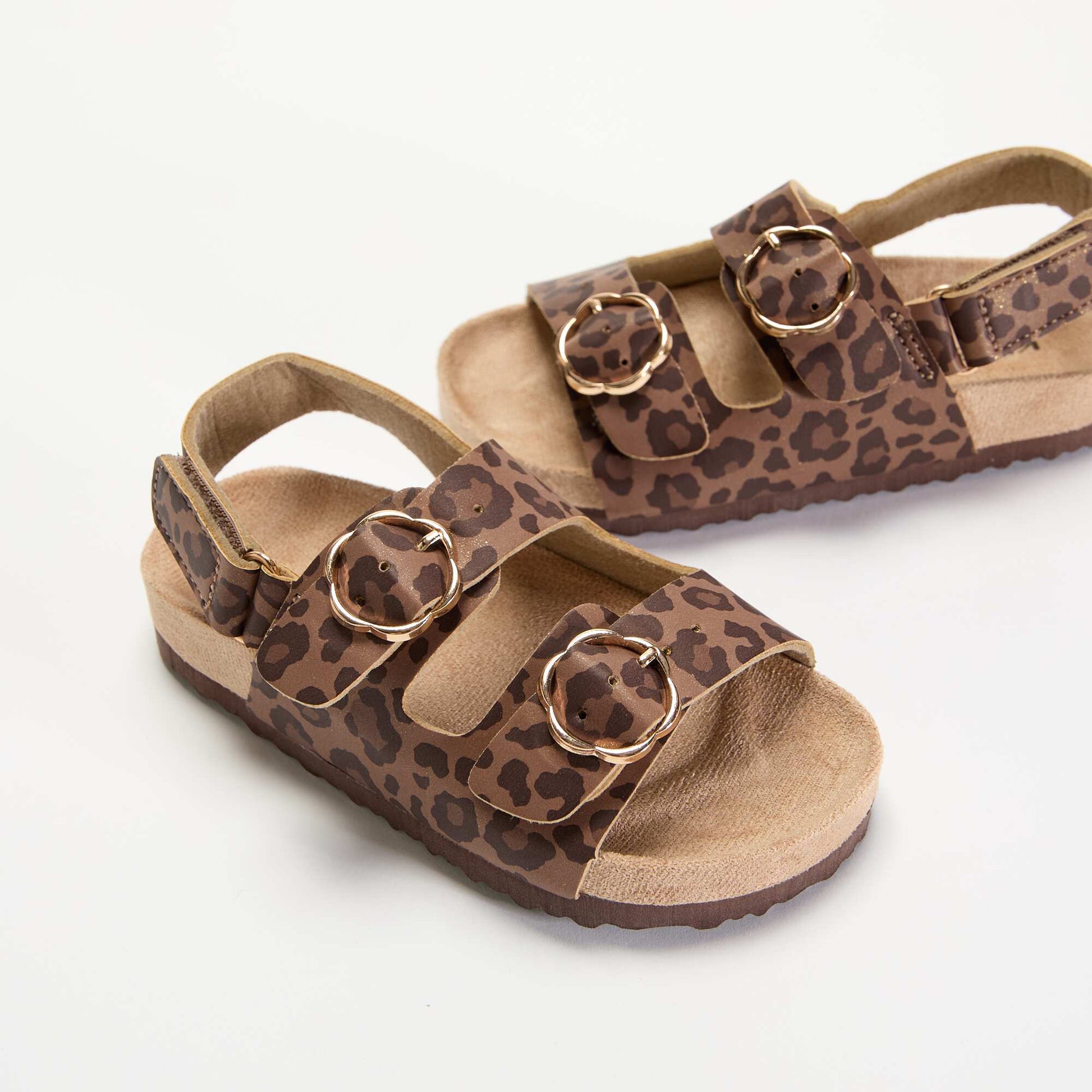 Sandales à double bride avec imprimé 'léopard' MARRON