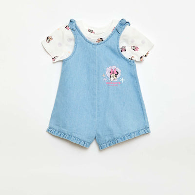 Ensemble t-shirt + combishort 'Disney' 'Mickey' BLANC