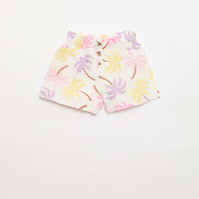 Short en seersucker coupe droite BEIGE