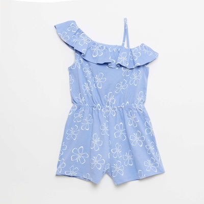 Combishort avec col asymétrique BLEU
