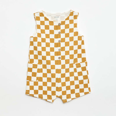 Barboteuse en baby Terry à carreaux JAUNE