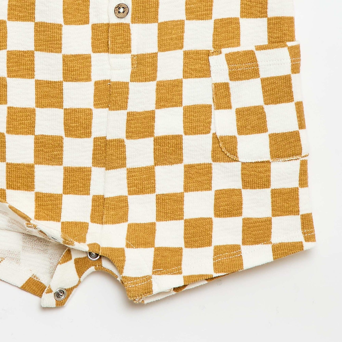Barboteuse en baby Terry à carreaux JAUNE