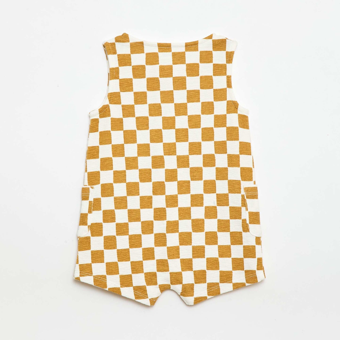 Barboteuse en baby Terry à carreaux JAUNE