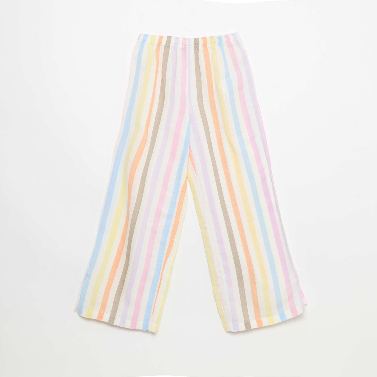 Pantalon droit en lin mélangé BLANC