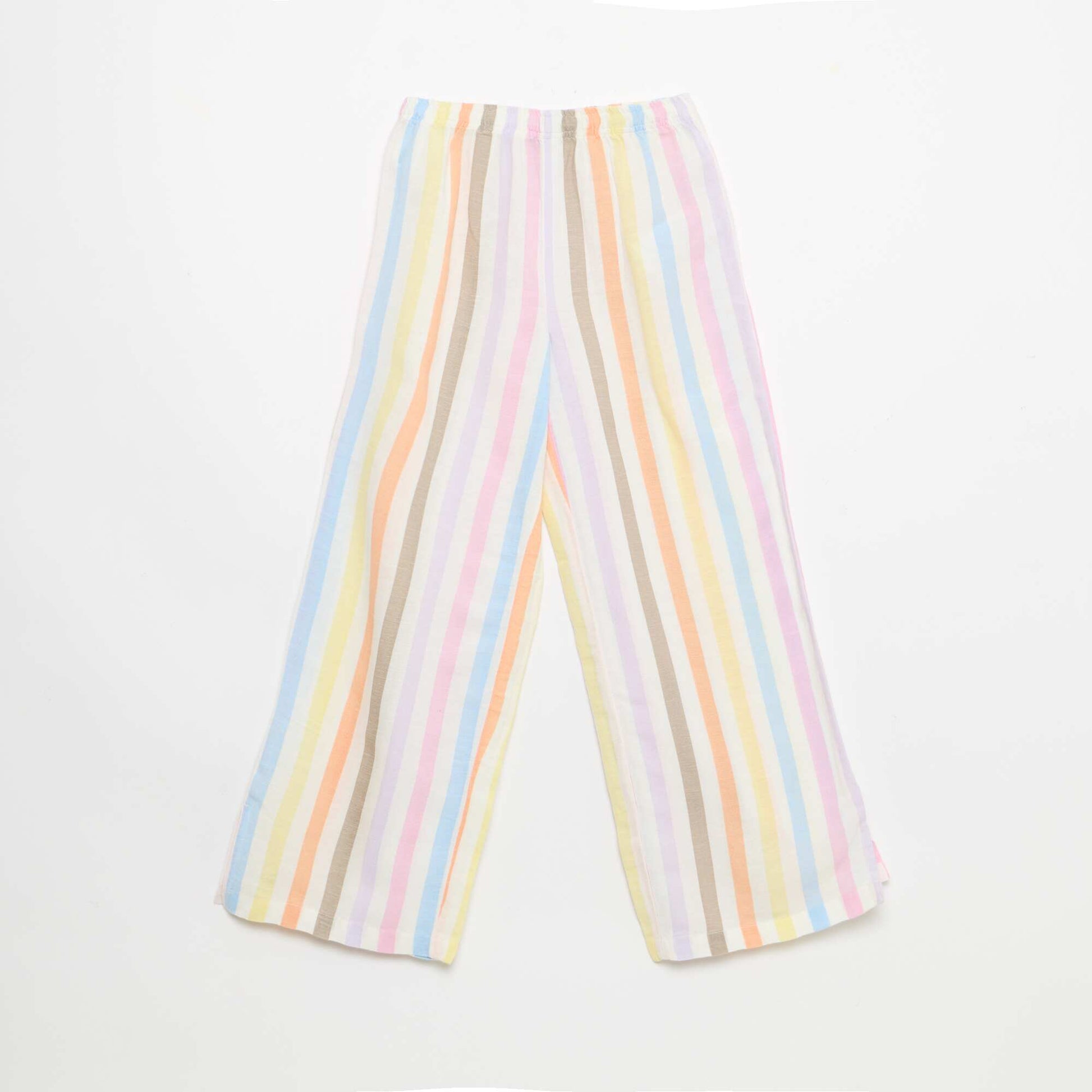 Pantalon droit en lin mélangé BLANC