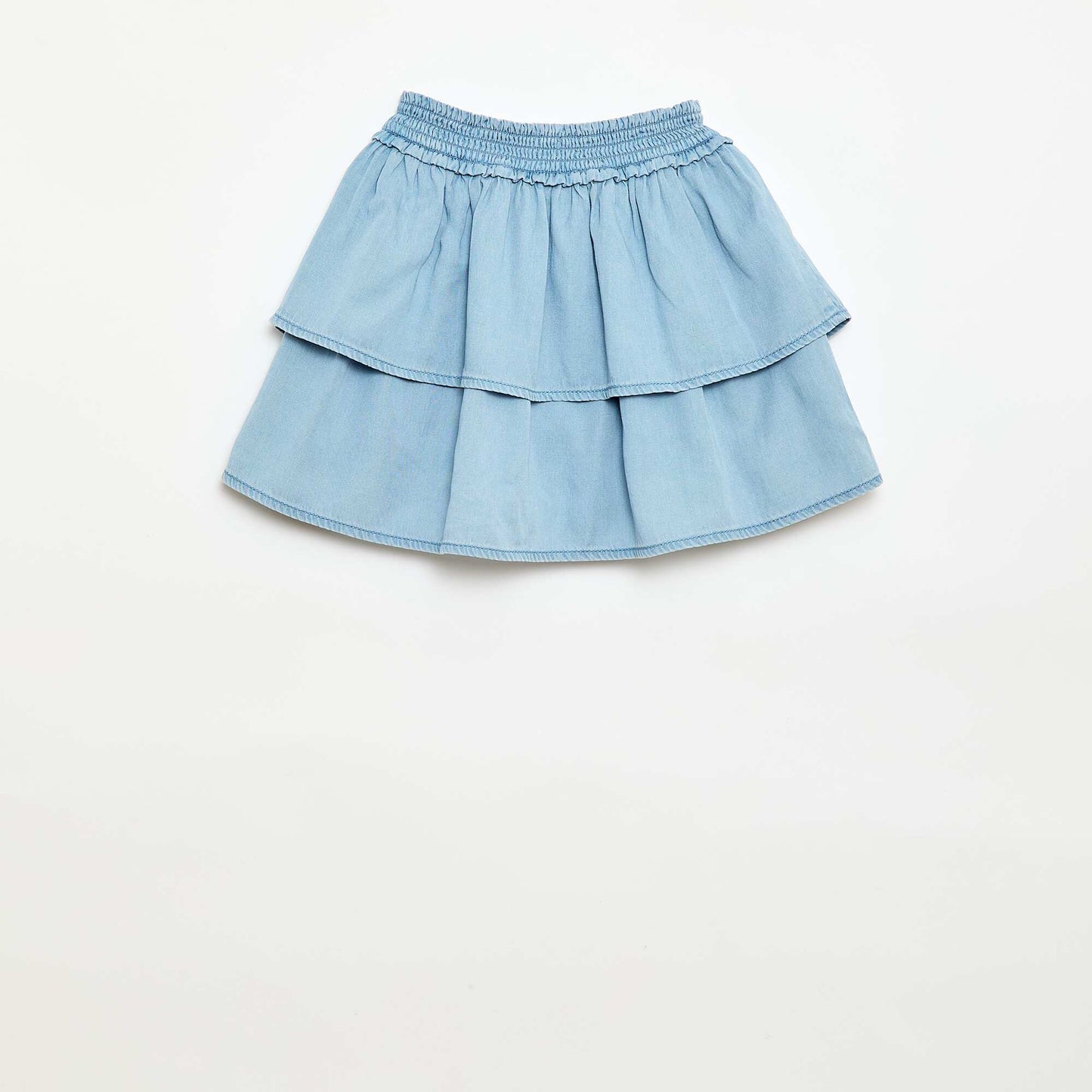 Jupe évasée taille élastiquée en coton BLEU