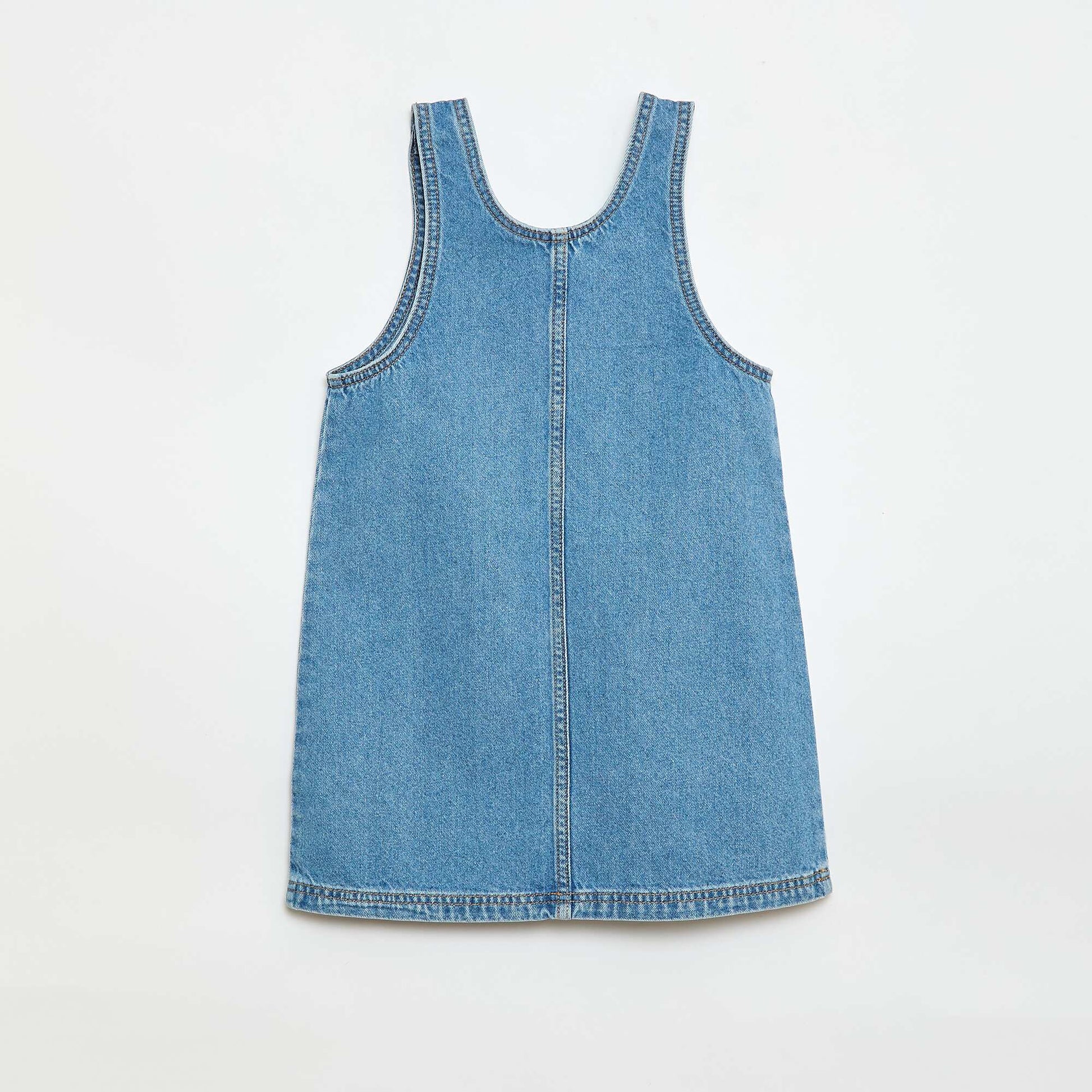Robe salopette courte en jean BLEU