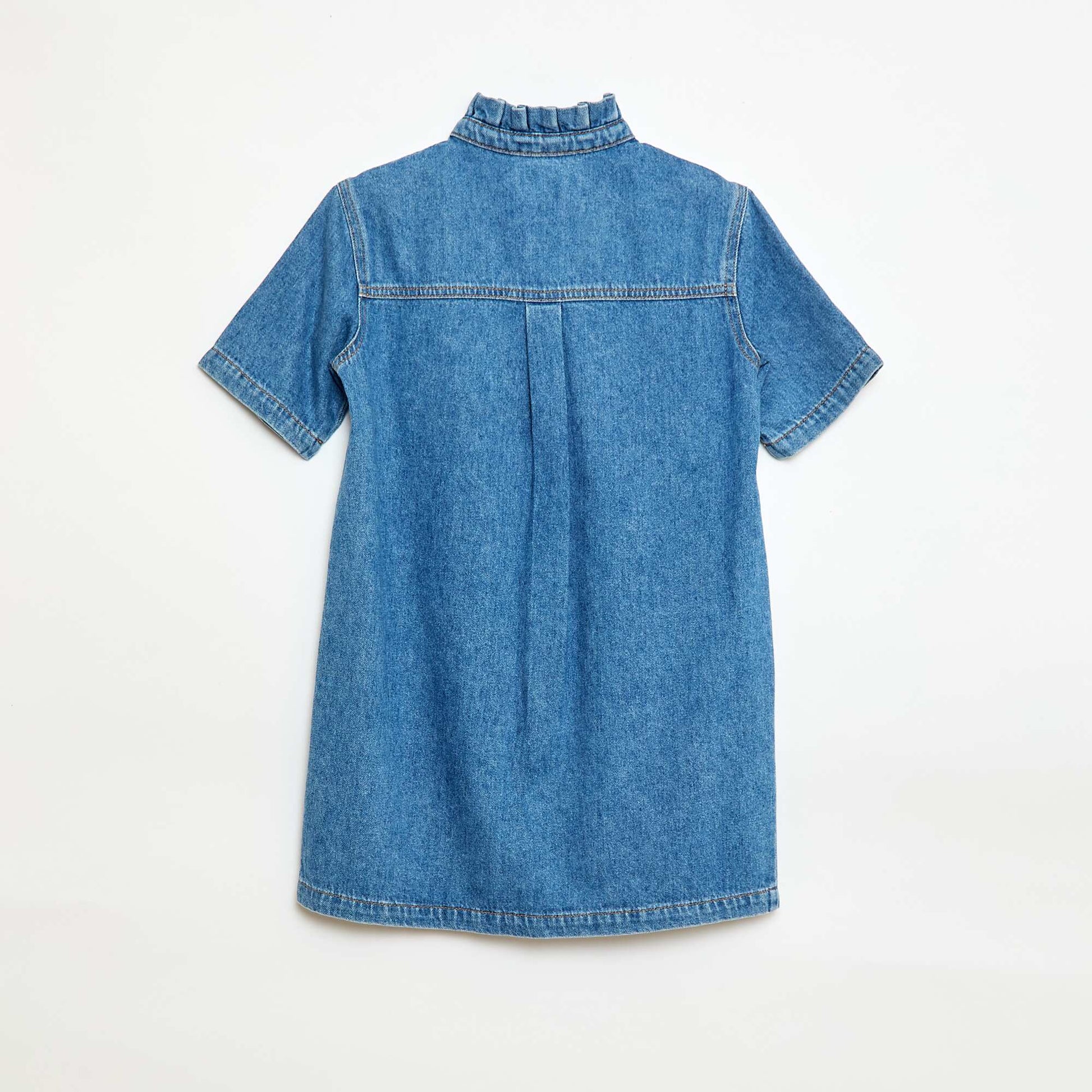 Robe col mao en jean BLEU