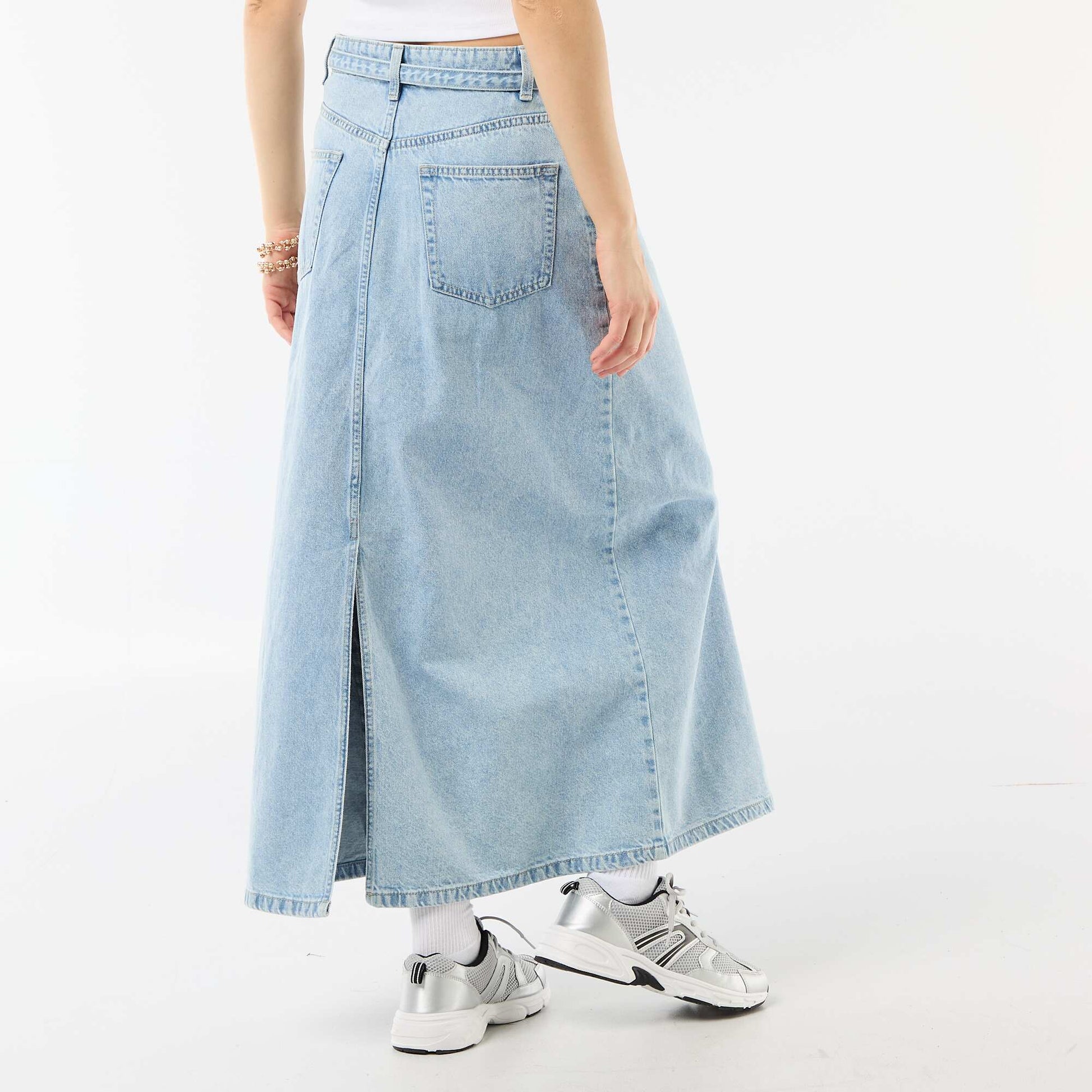 Jupe longue en jean BLEU