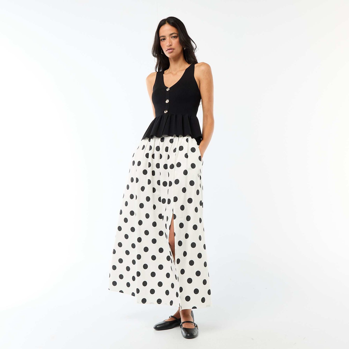 Gilet en maille fine jauge ouverture boutonnée NOIR