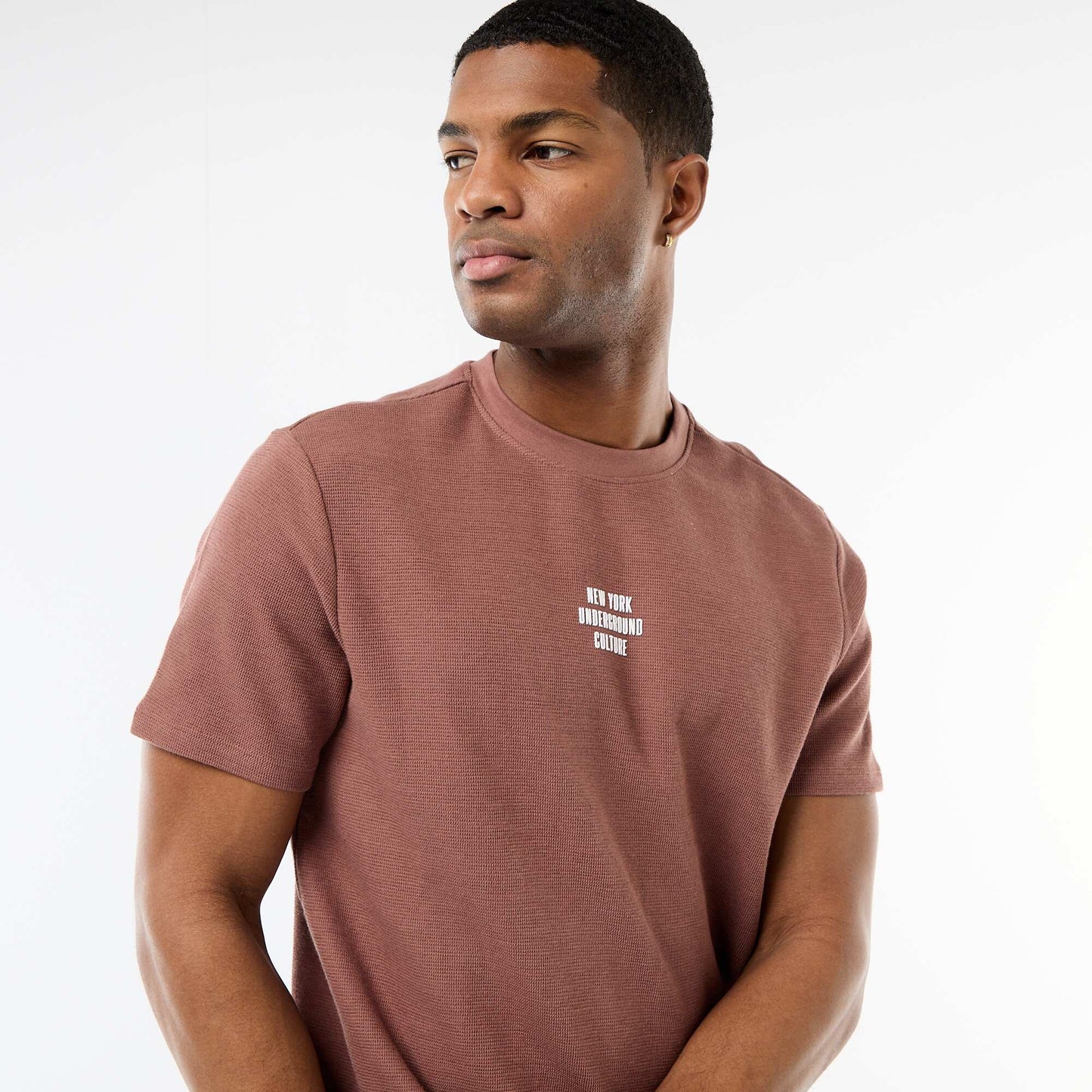 T-shirt en piqué de coton à manches courtes GRIS