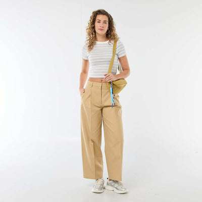Pantalon large à pinces BEIGE