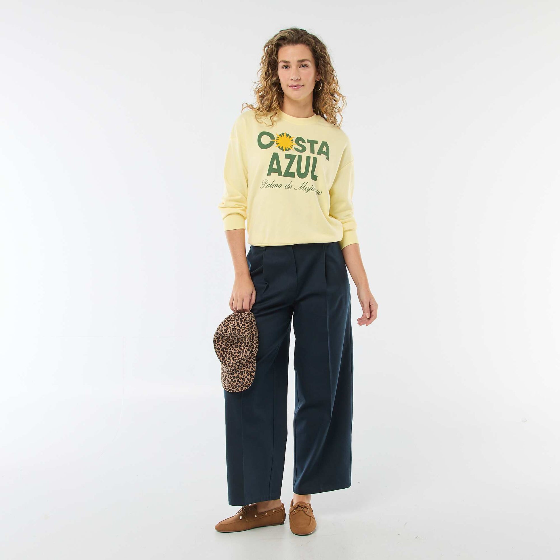 Pantalon large à pinces BLEU