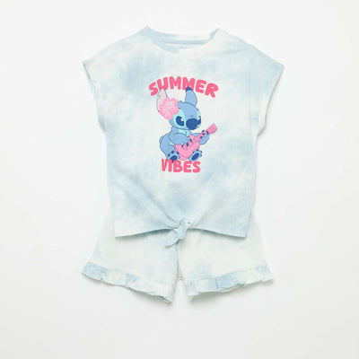 Ensemble short volanté + T-shirt 'Disney' BLEU