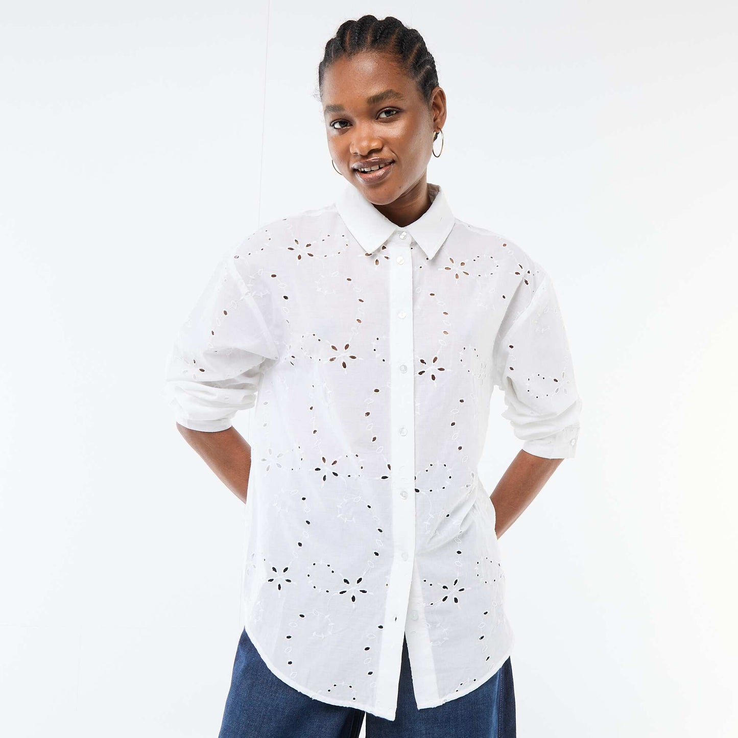 Chemise en broderies anglaises BLANC