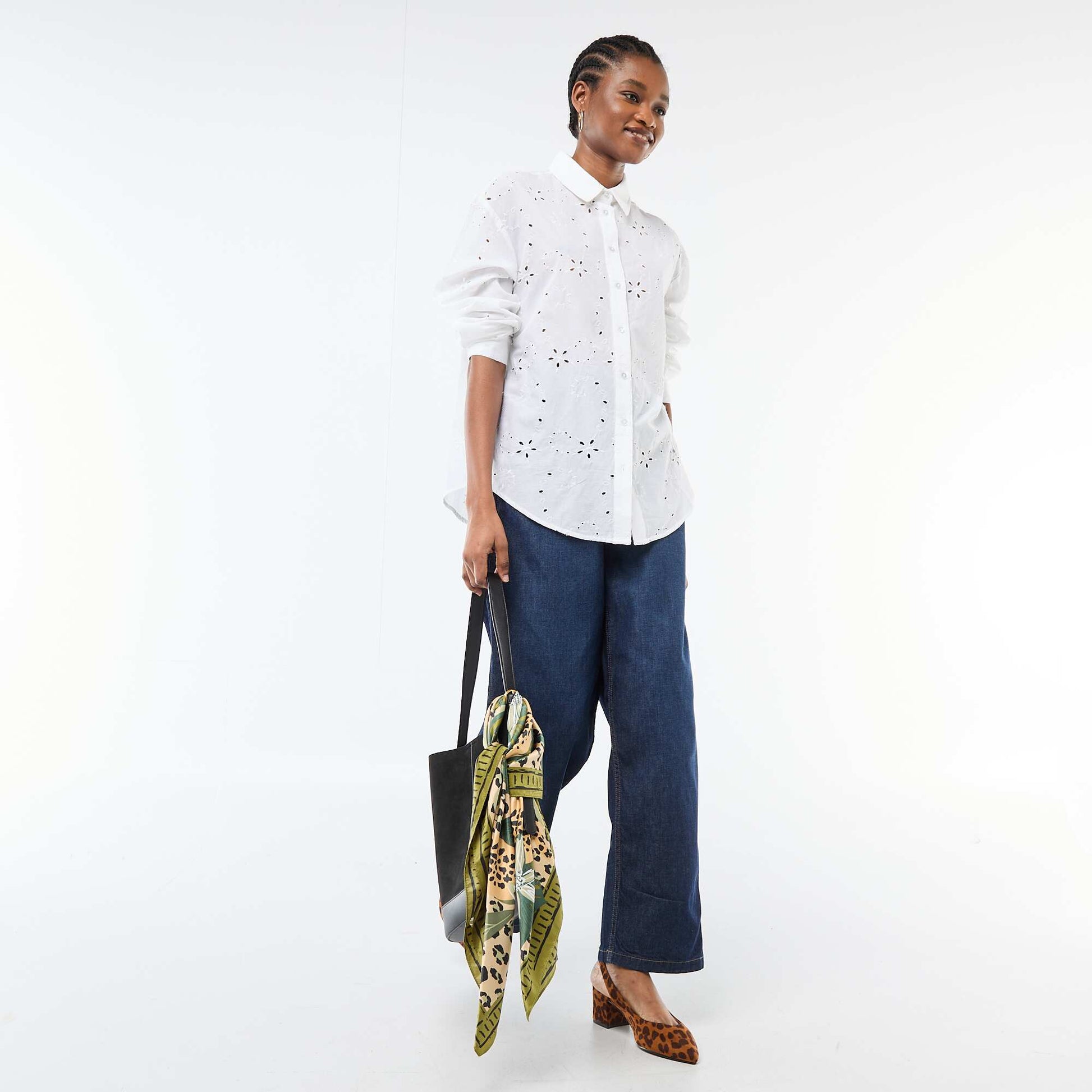 Chemise en broderies anglaises BLANC
