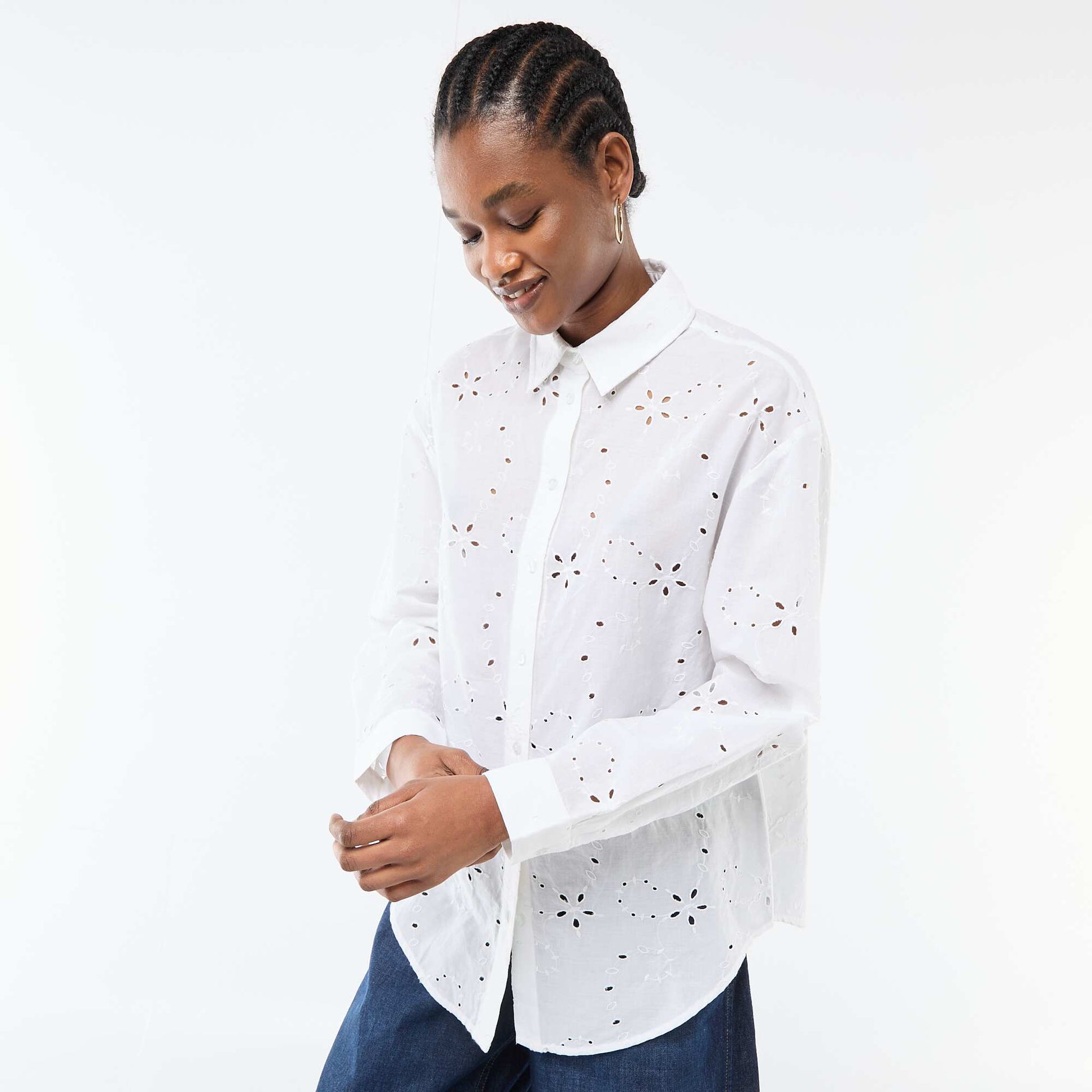 Chemise en broderies anglaises BLANC