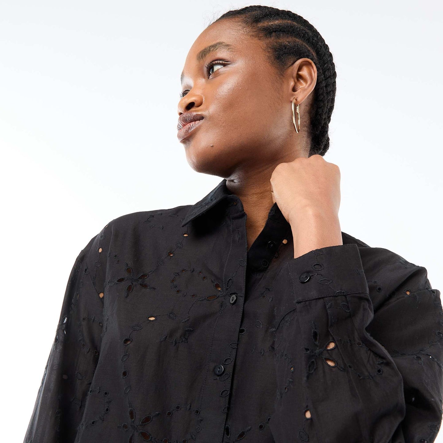 Chemise en broderies anglaises NOIR