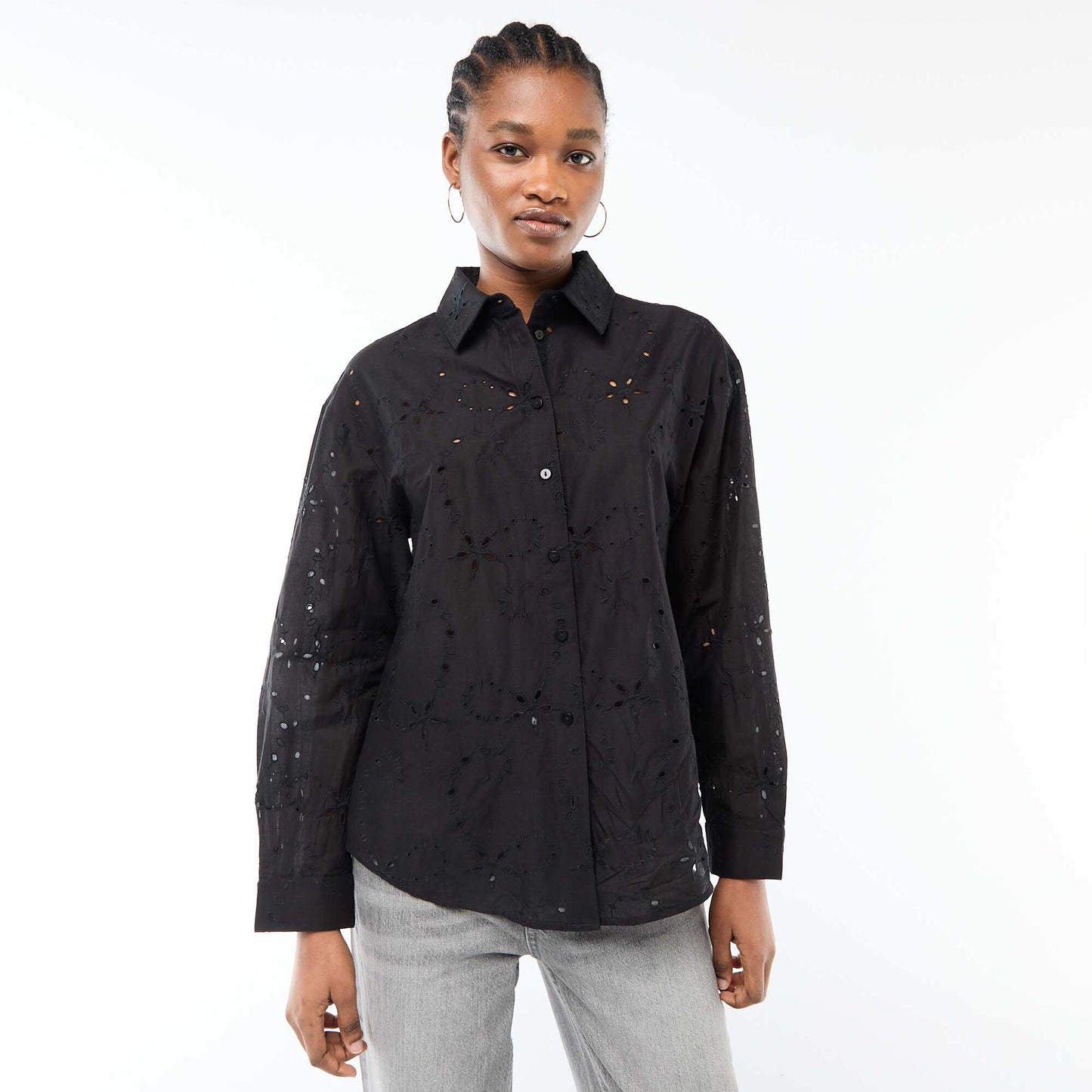 Chemise en broderies anglaises NOIR