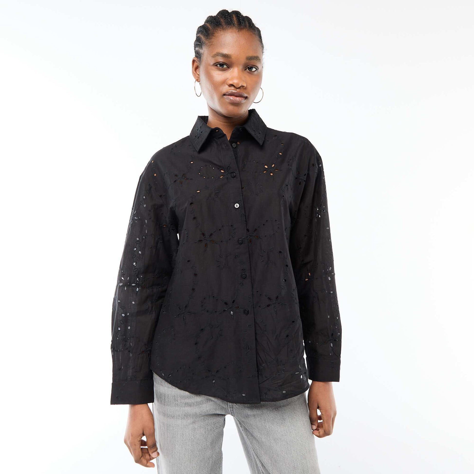 Chemise en broderies anglaises NOIR