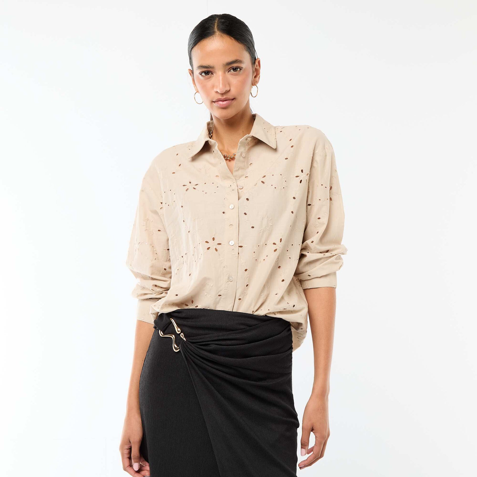 Chemise en broderies anglaises BEIGE