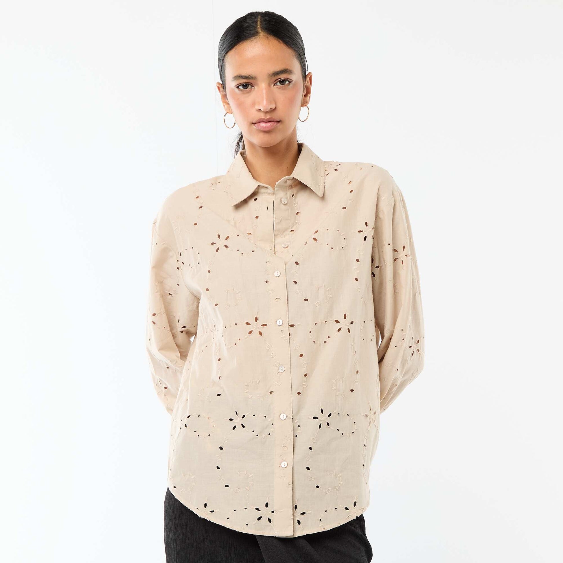 Chemise en broderies anglaises BEIGE