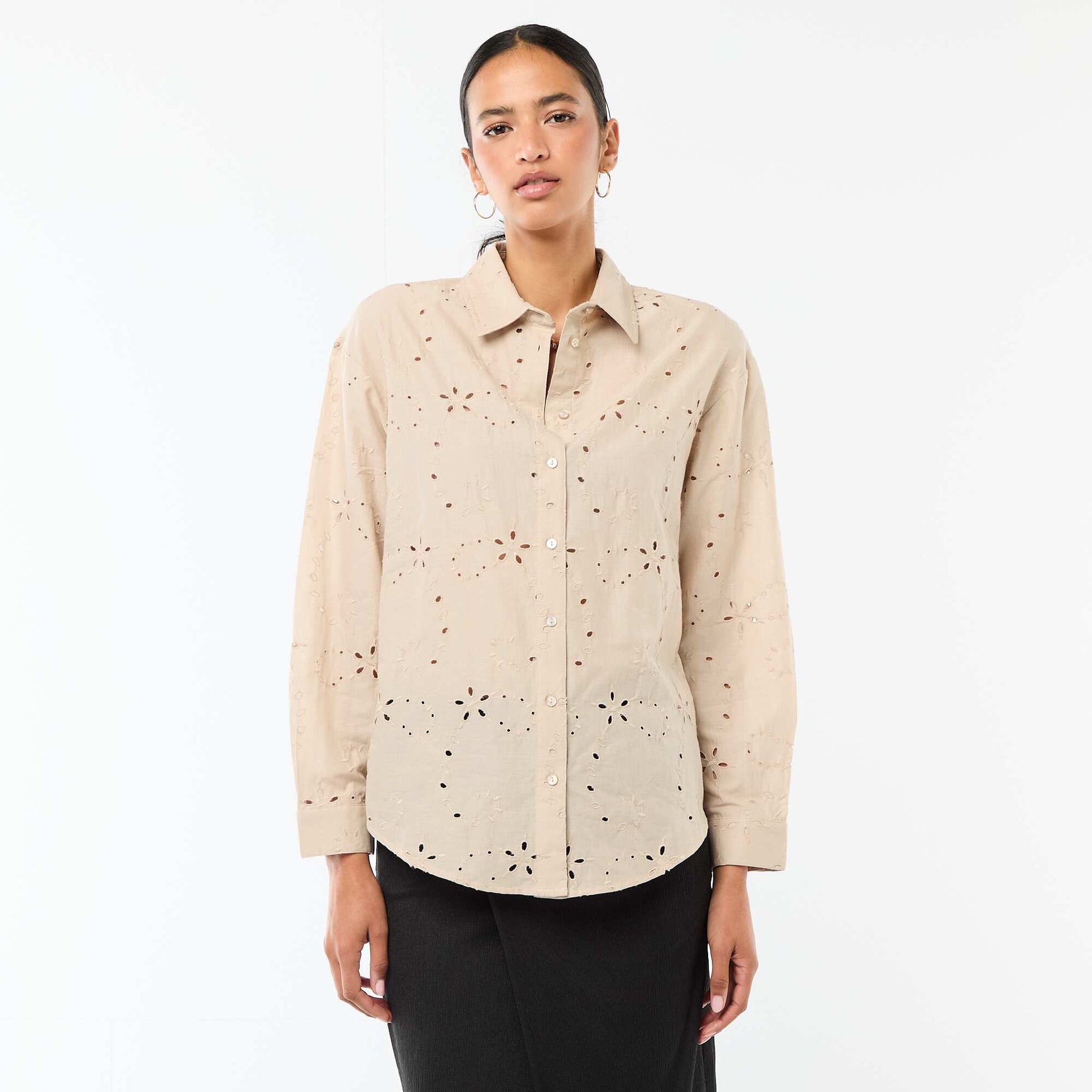 Chemise en broderies anglaises BEIGE