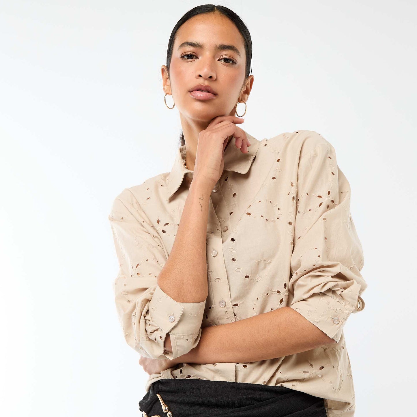 Chemise en broderies anglaises BEIGE