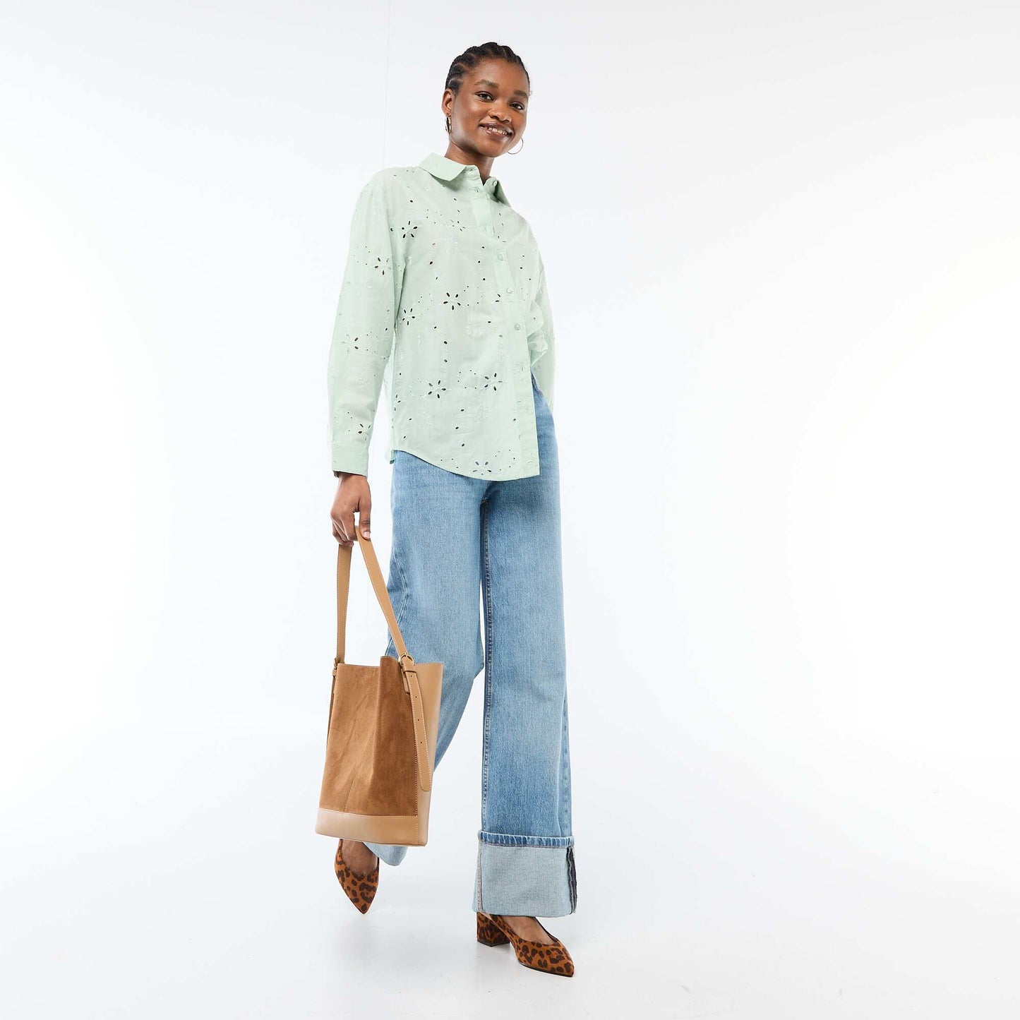 Chemise en broderies anglaises VERT