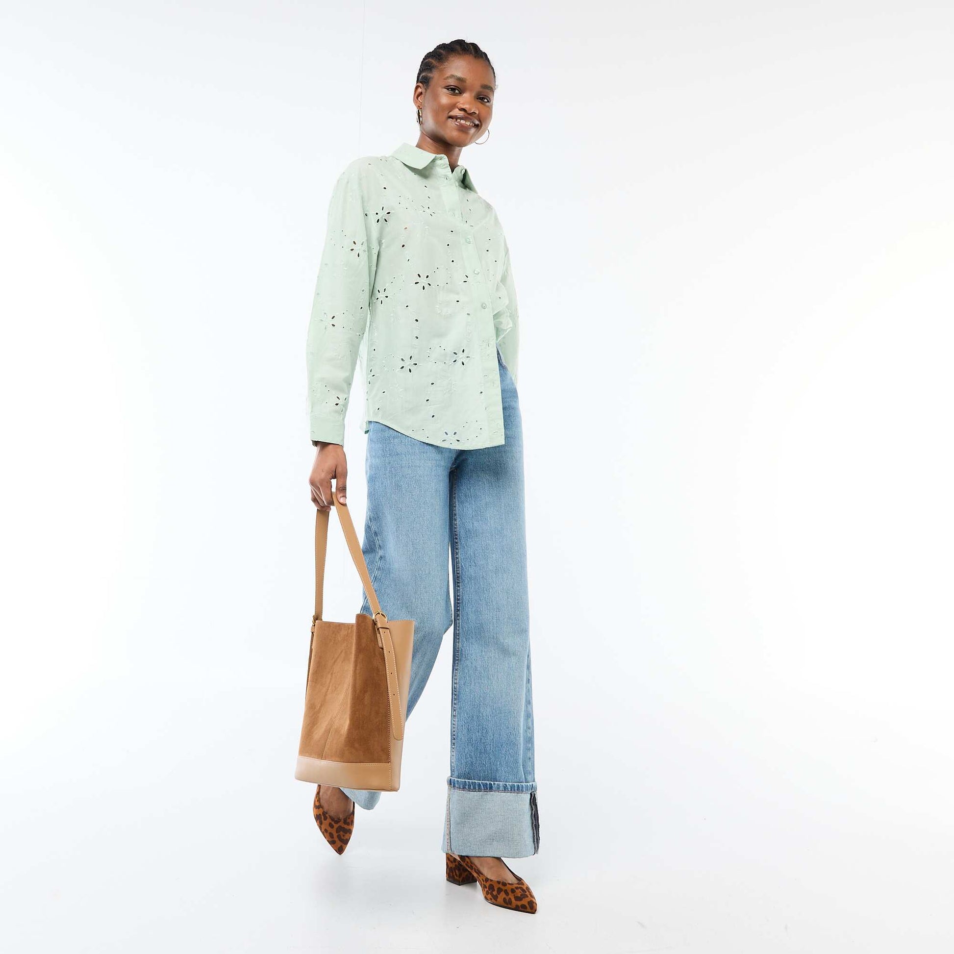 Chemise en broderies anglaises VERT