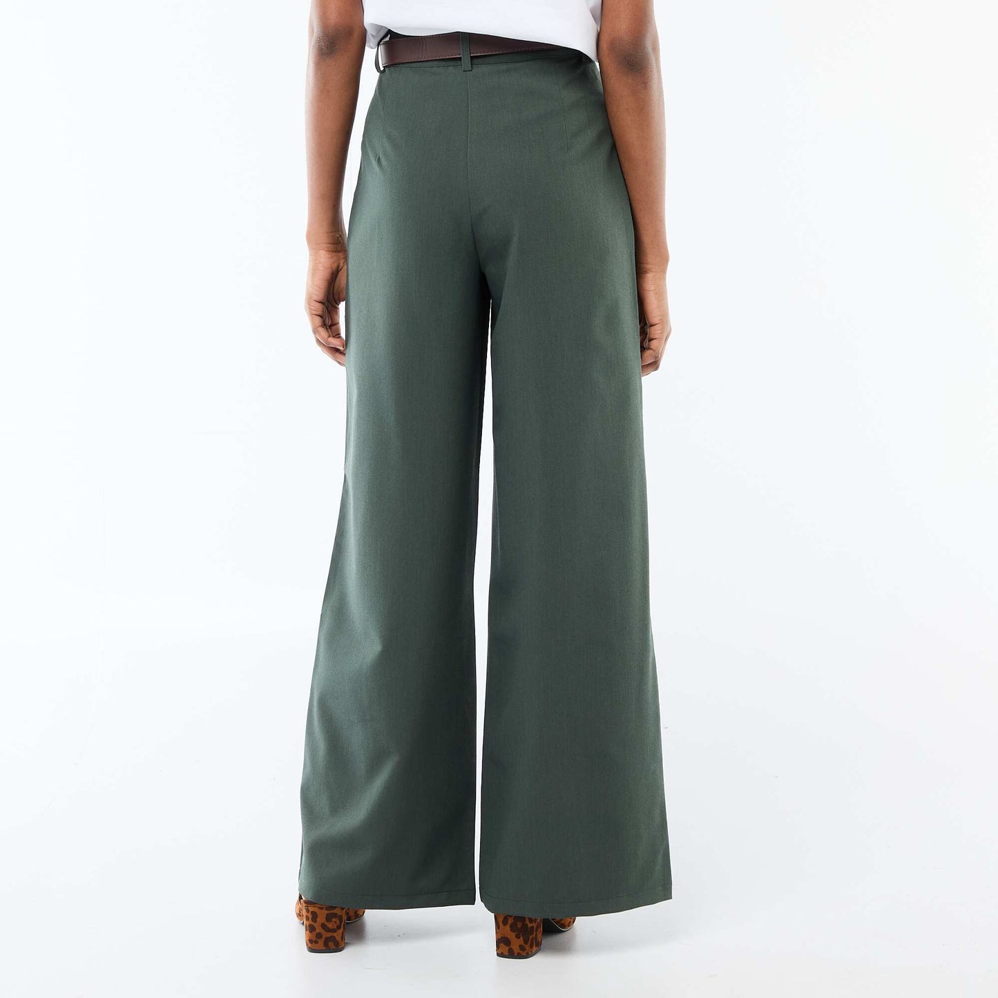 Pantalon city coupe large avec ceinture VERT