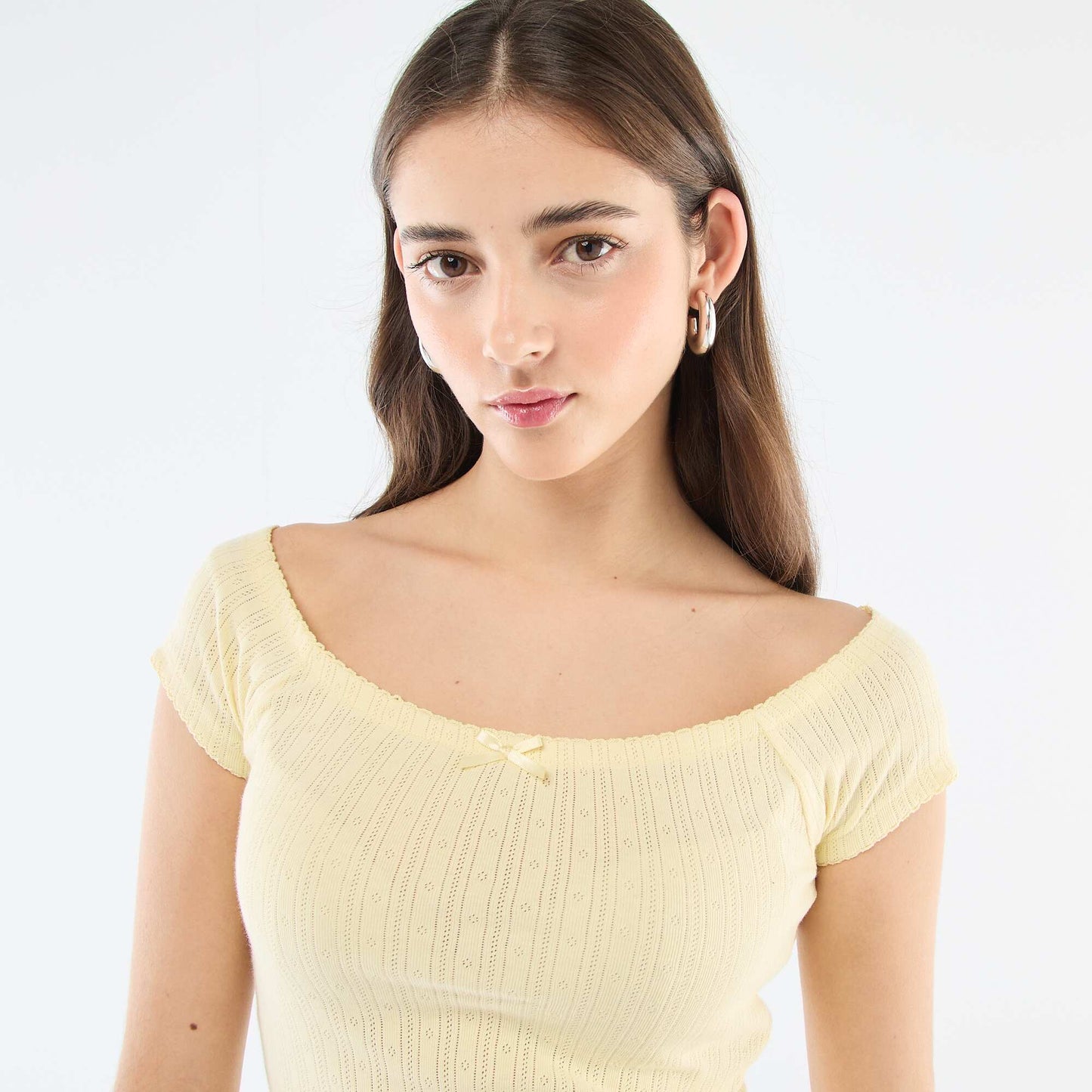 T-shirt en maille pointelle JAUNE