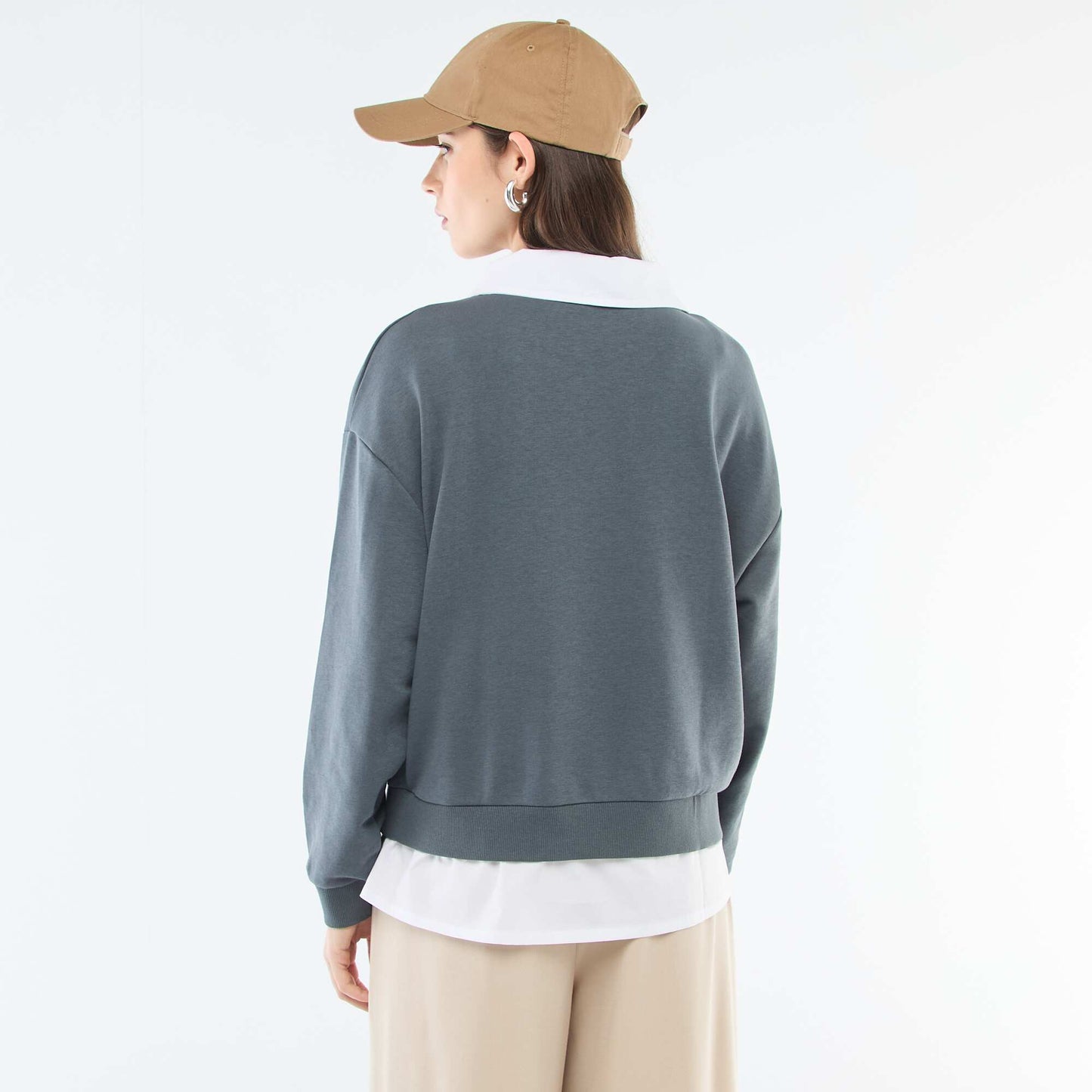 Sweat à col rond esprit 'campus' GRIS