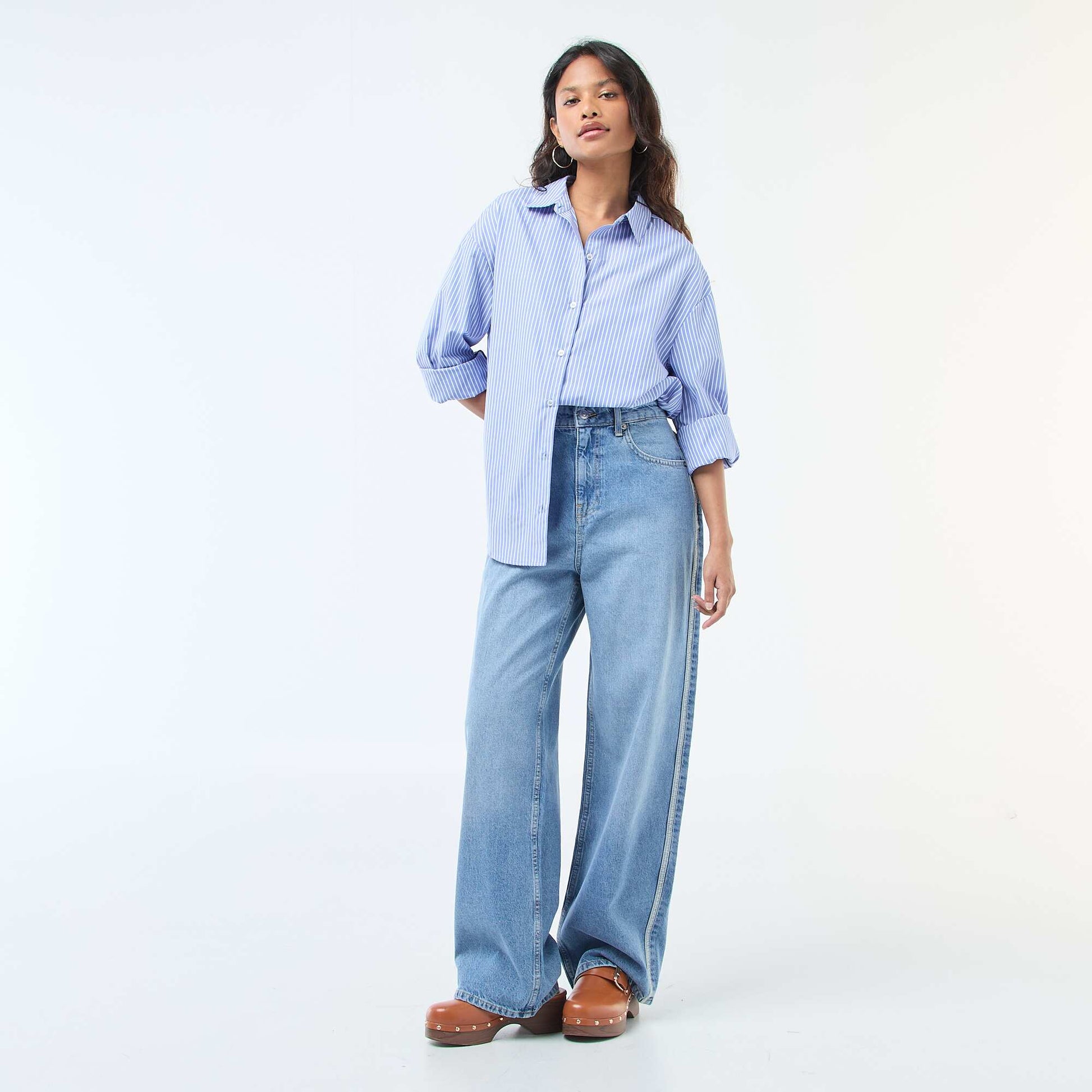 Pantalon baggy à taille basse BLEU