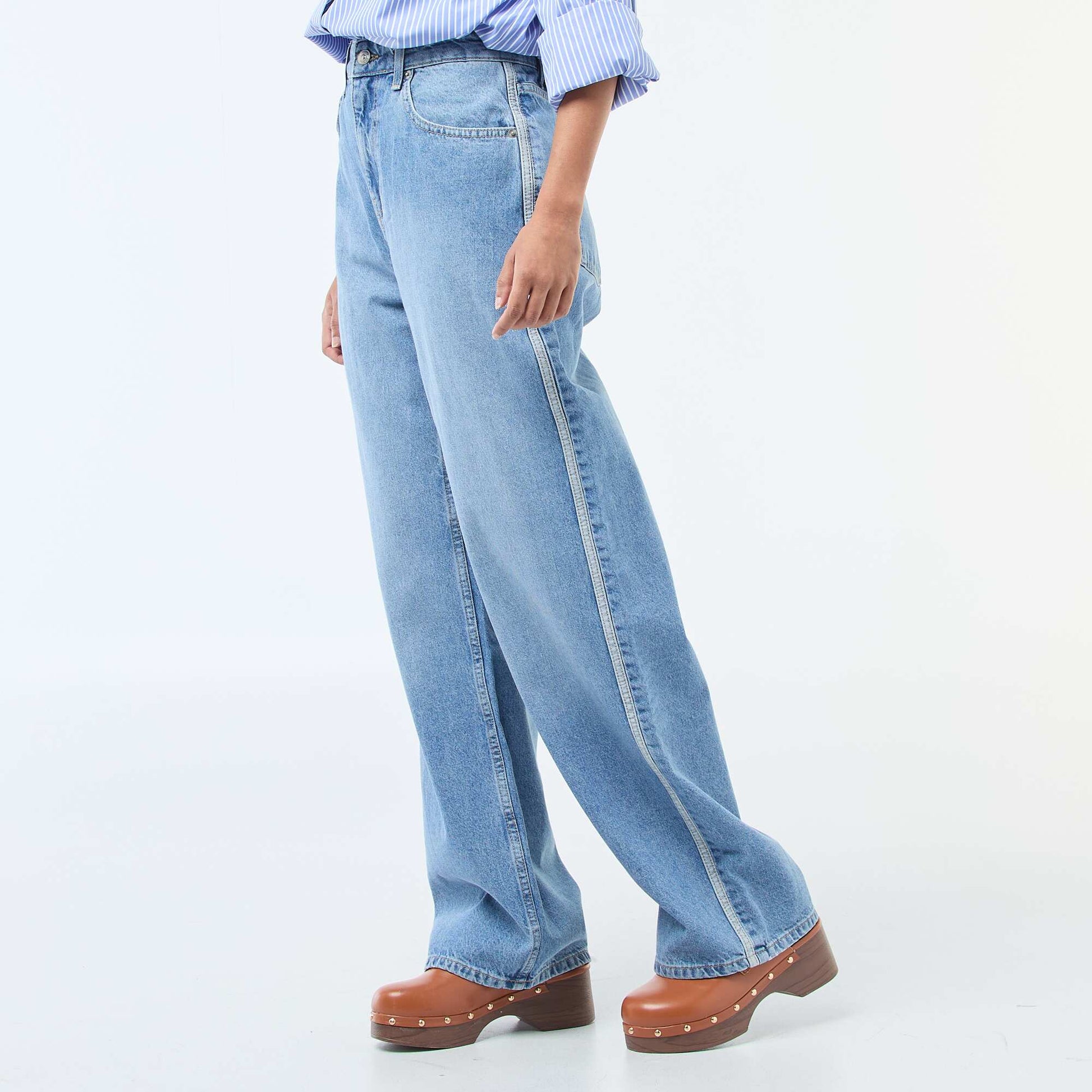 Pantalon baggy à taille basse BLEU