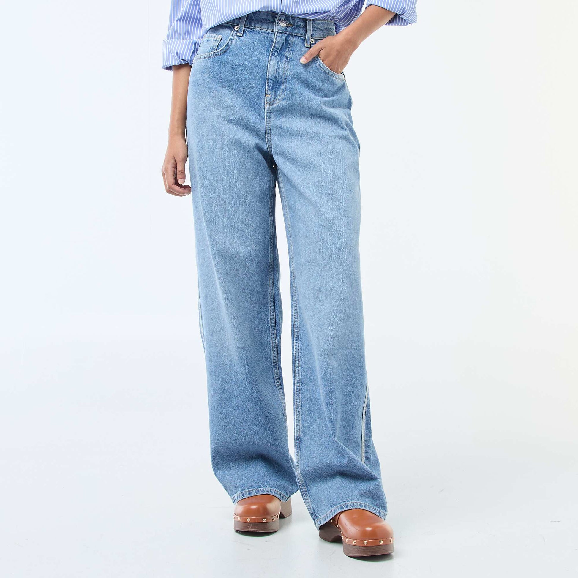 Pantalon baggy à taille basse BLEU